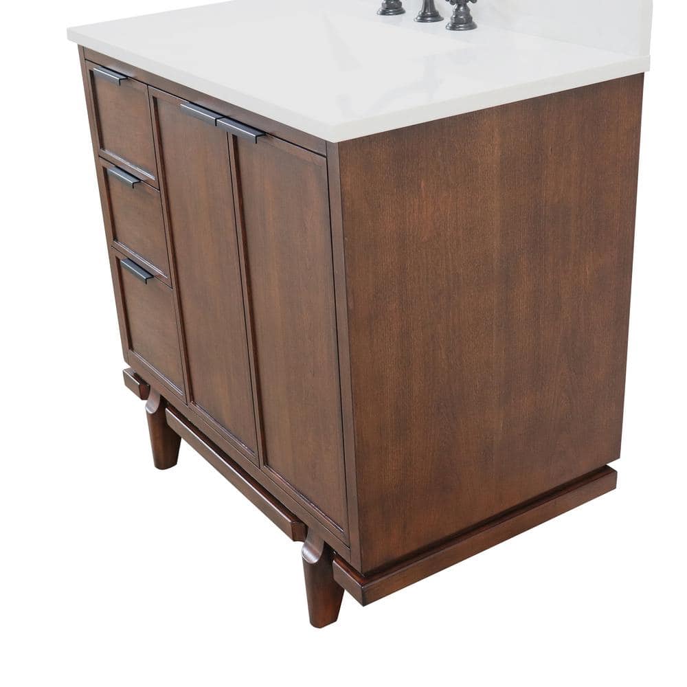 Dark Cherry Single Sink Vanity with Engineered Quartz Top