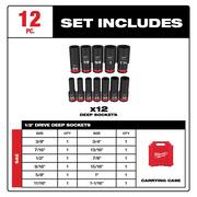 SHOCKWAVE 1/2 in. Drive SAE Deep Well Impact Socket Set (12-Piece)