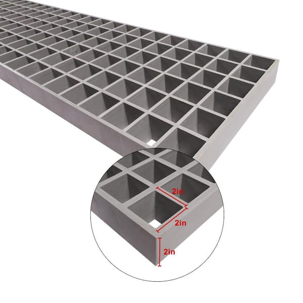 1 ft. x 4 ft. MaxGrid Composite Fiberglass Grating Deck Tile 2in. x 2in. x 2in. for Drain Cover, Garage, Walkway, Gray