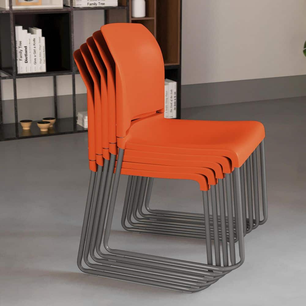 Hercules 880 lb. Capacity Orange Metal Stack Chair with Sleek Design