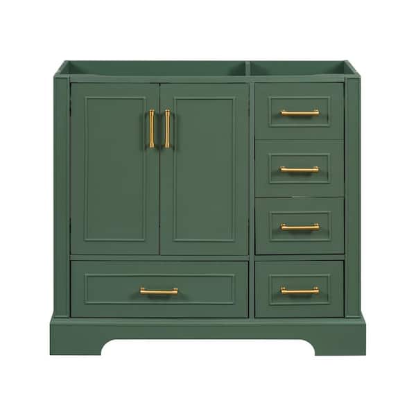 Tenleaf 36 in. W x 17.8 in. D x 34 in. H Bath Vanity Cabinet without Top with Large Storage Shelves in Green