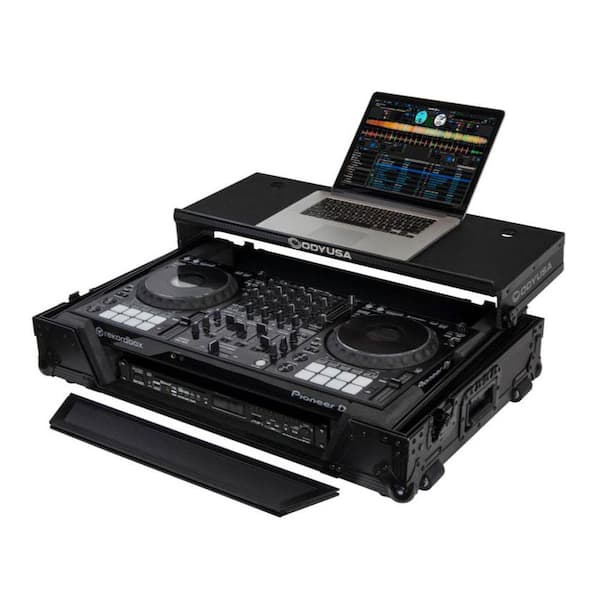 ODYSSEY Pioneer Flight Case with 1U Rack Space Glide Platform and Wheels in Black