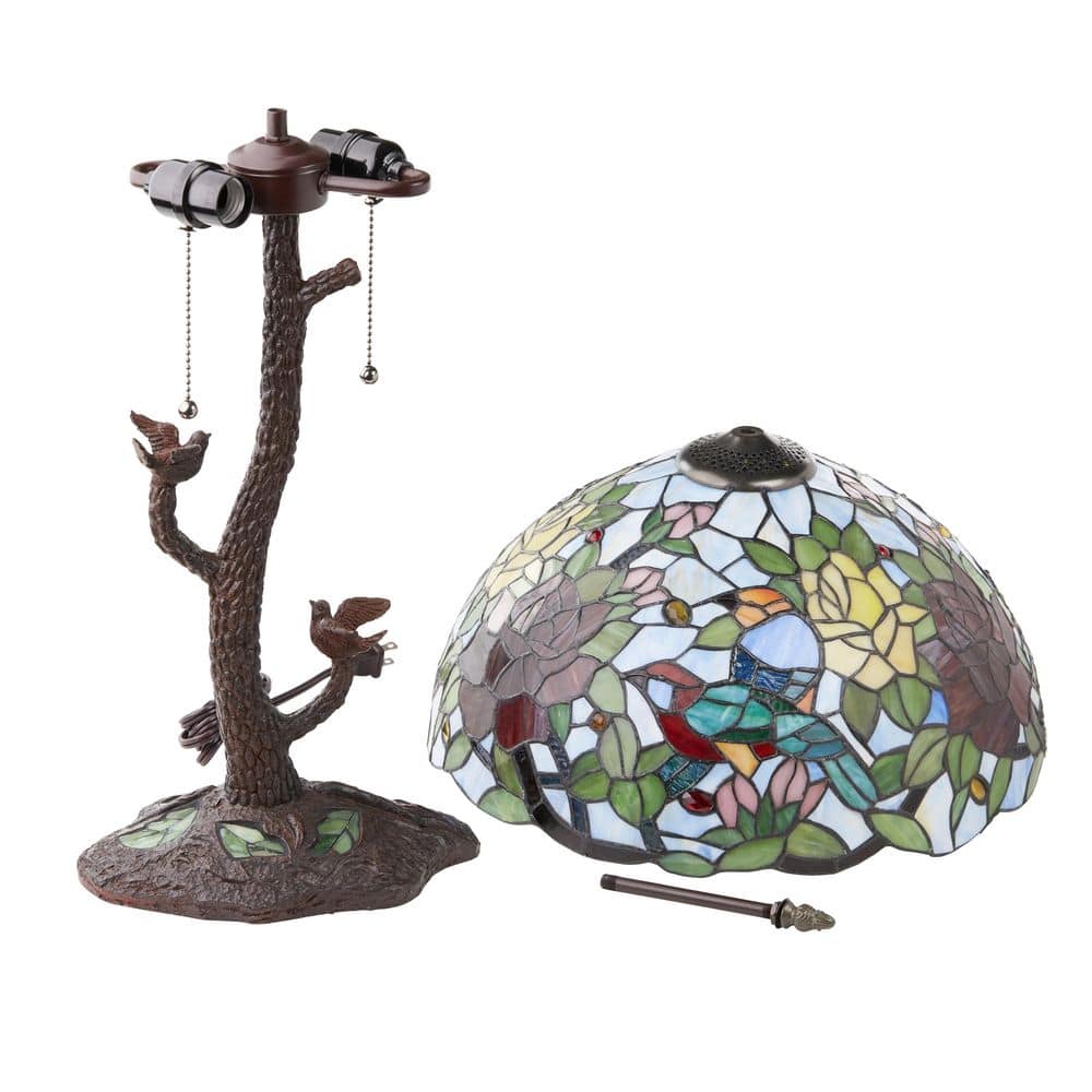 Ariana 26.75" Tan Tiffany Stained Glass Candlestick Table Lamp