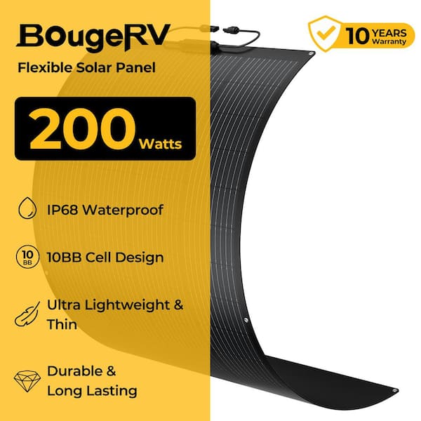 Arch 12-Volts 200-Watt Fiberglass Curved Portable 10BB Monocrystalline Solar Panel Portable Bendable 10BB Mono Cell