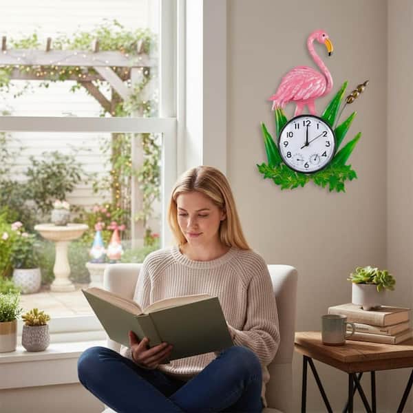 12 in Outdoor Wall Clock with Thermometer and Humidity, Silent