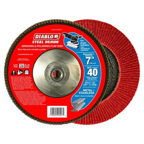 DIABLO 7 in. 40-Grit Steel Demon Grinding and Polishing Flap Disc with 5/8 in. 11 HUB and Type 29 Conical Design