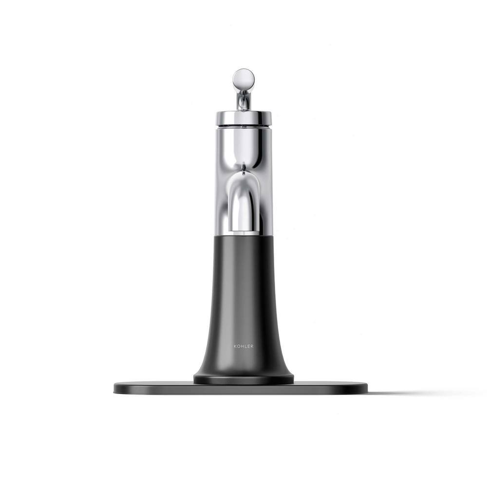Polished Chrome and Matte Black Single-Handle Bathroom Faucet