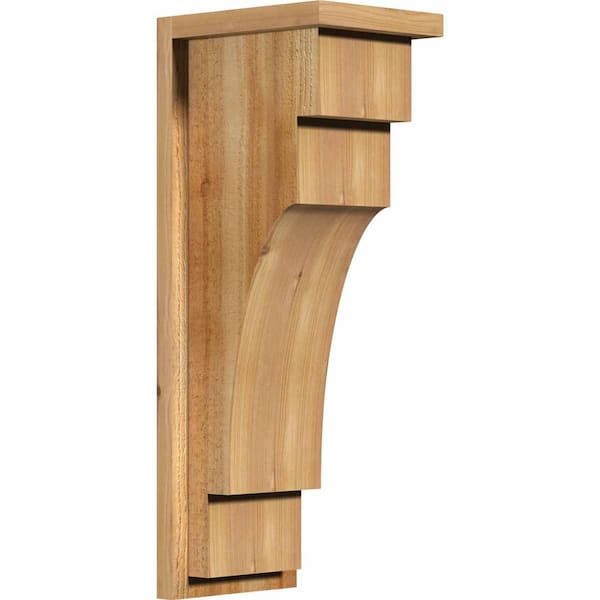 Ekena Millwork 8 in. x 10 in. x 26 in. Western Red Cedar Mediterranean Rough Sawn Corbel with Backplate