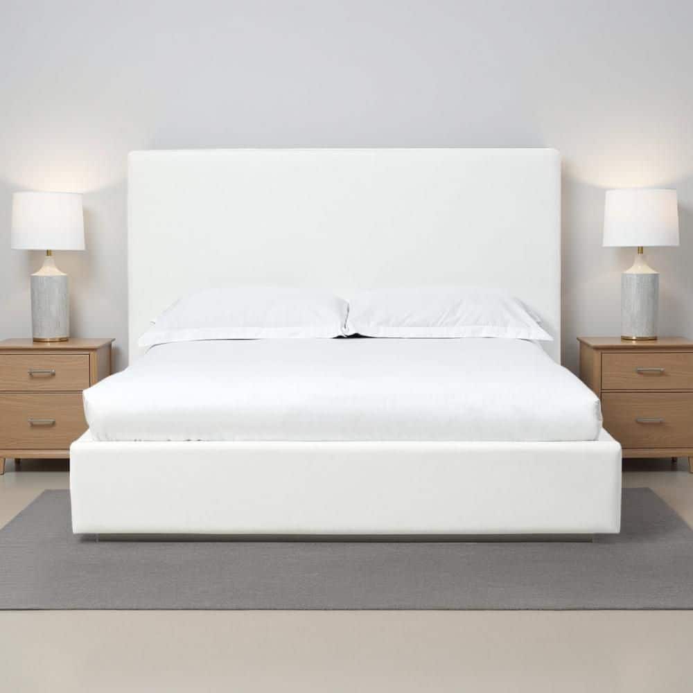 Benjara Uma White (Cream) Wood Frame Full Size Platform Bed