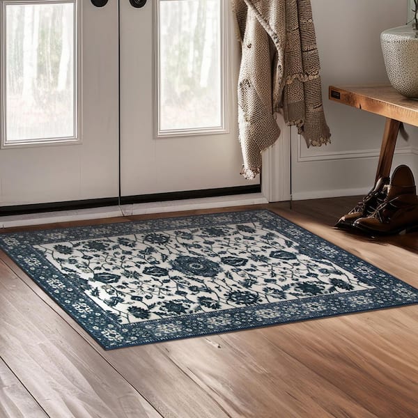 Blue 3 ft. x 5 ft. Machine Washable Accent Rug Ramage