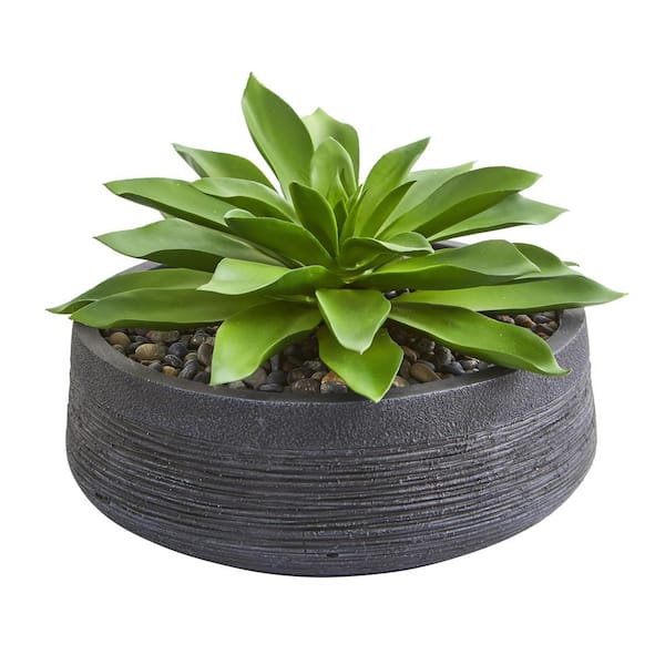 Nearly Natural Indoor Large Succulent Artificial Plant in Decorative Bowl