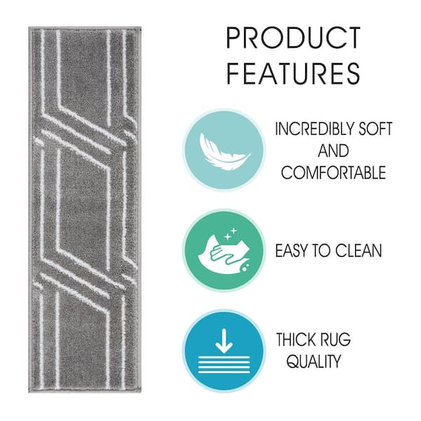SUSSEXHOME Plaza Collection Gray 9 in. x 28 in. Polypropylene Stair Tread Cover (Set of 13)