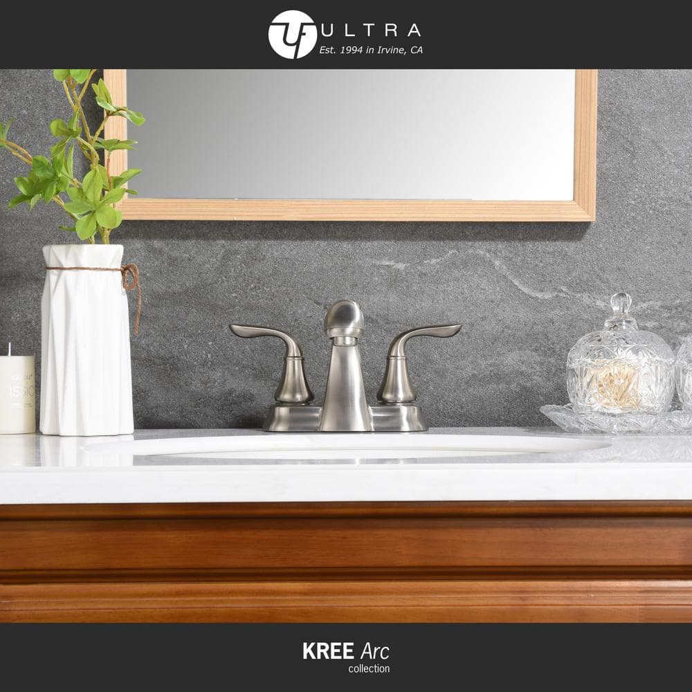 Brushed Nickel Double Handle Centerset Bathroom Faucet