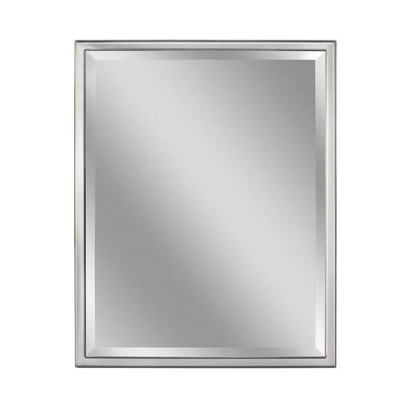 Deco Mirror 24 in. W x 30 in. H Framed Rectangular Beveled Edge Bathroom Vanity Mirror in Chrome