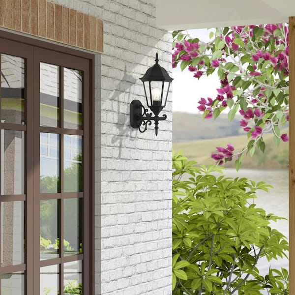 Hamilton 8 in. Textured Black Outdoor Wall Lantern