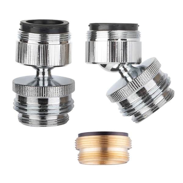 SenQWFa 3/4 in. Chrome Faucet to Garden Hose Swivel Aerator Adapter Kit Multi-Thread (2-Pack)
