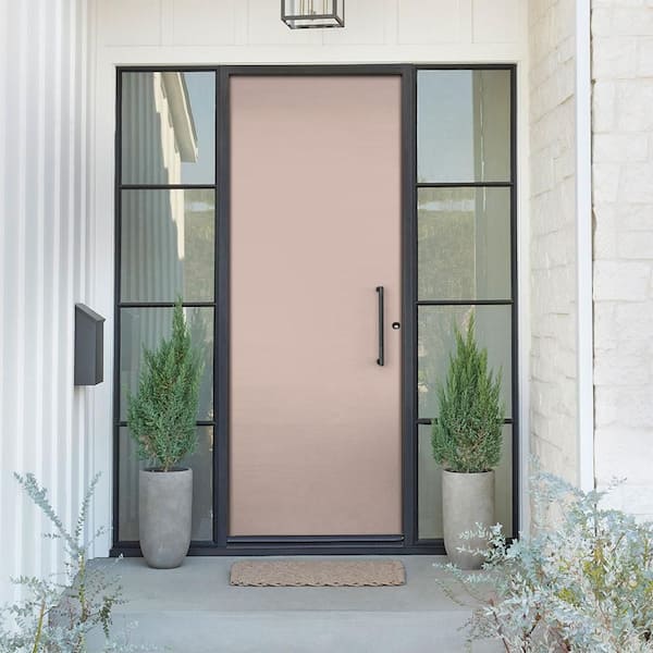 Image of Mauvette wall with white trim and blue door