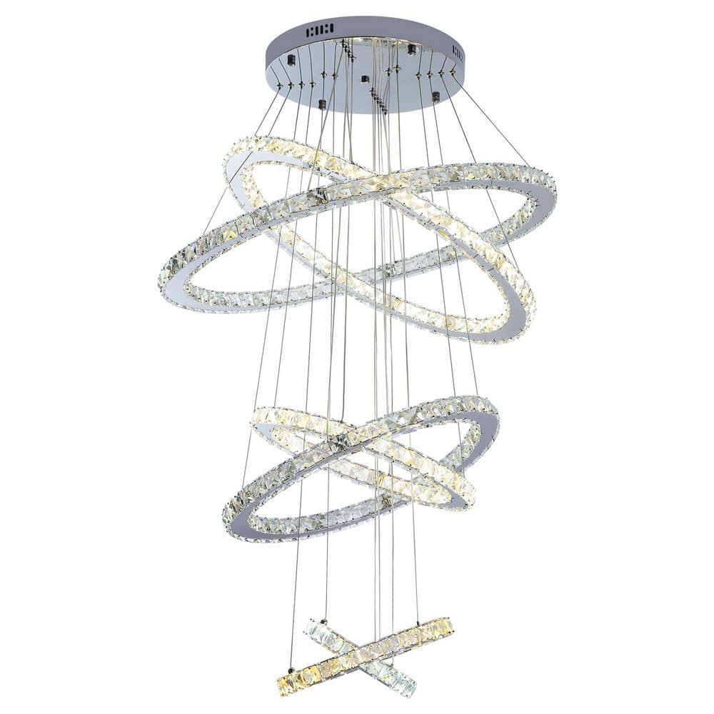 6-Light 3-Color Integrated LED Silver Modern Crystal Tiered Chandelier with Adjustable Height for Dining Living Room price history on PriceWatchPro