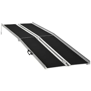 10 ft. Aluminum Skidproof PVC Portable Wheelchair Ramp, Carpeted Foldable Handicap Ramp, Threshold Ramp in Black
