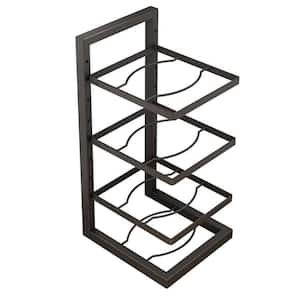 4-Layer Under Sink Household Pot Storage Rack in Carbon Steel with Adjustable Layer Height, Black