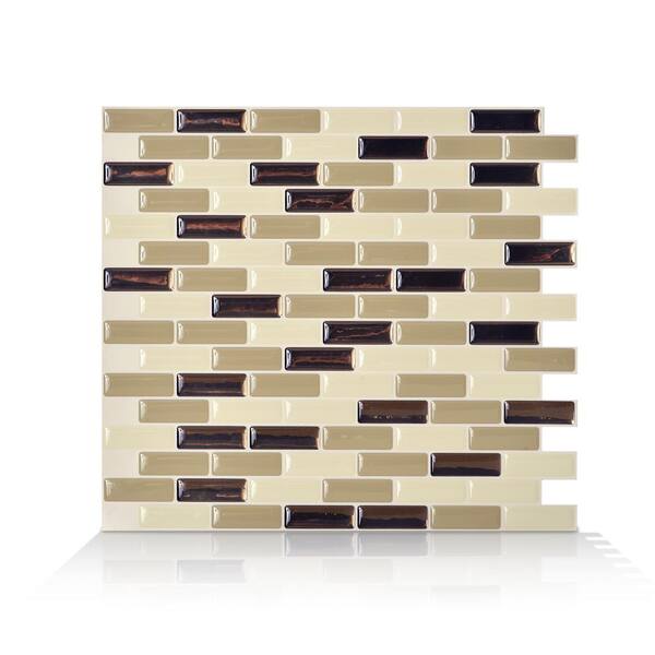 smart tiles Murano Dune 10.20 in. x 9.10 in. Vinyl Peel and Stick Decorative Wall Tile Backsplash in Beige (12-Pack)
