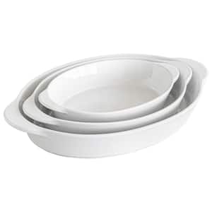 3-Piece Oval White Porcelain Bakeware (Set of 3)