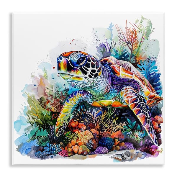 Stupell Industries Aquatic Sea Turtle by LSR Design Studio Unframed Animal Graphic Art Print 12 in. x 12 in.