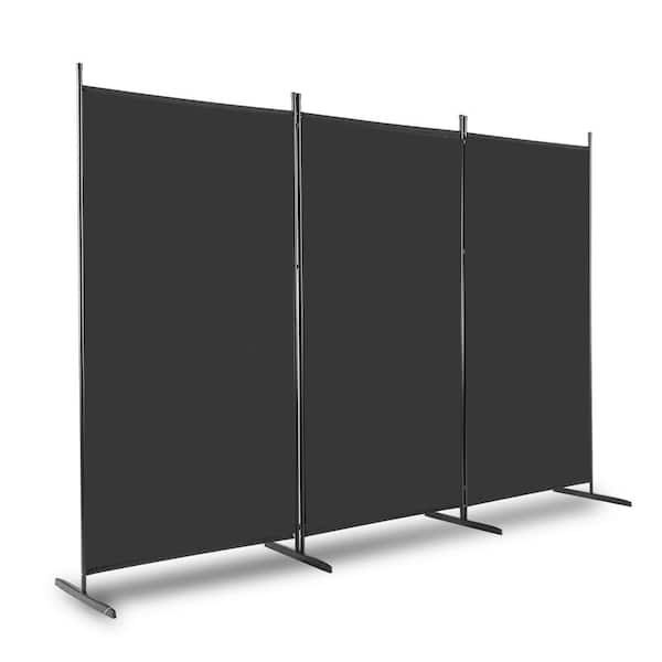 6FT Trifold 160g Polyester Fabric Plastic Foot Carbon Steel Frame Foldable Screen Black