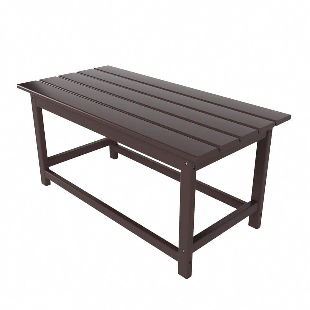Rustic High-Density Polyethylene 3-Piece Coffee Table Set, Dark Brown