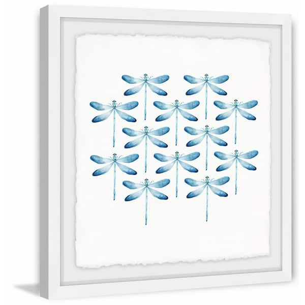 Marmont Hill Mh-julinsc-63-wfpfl-12 Blue 12 inch x 12 inch Blue Dragonfly Rows II Framed Giclee