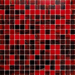 Mingles 12 in. x 12 in. Glossy Berry Red Glass Mosaic Wall and Floor Tile (20 sq. ft./case) (20-pack)