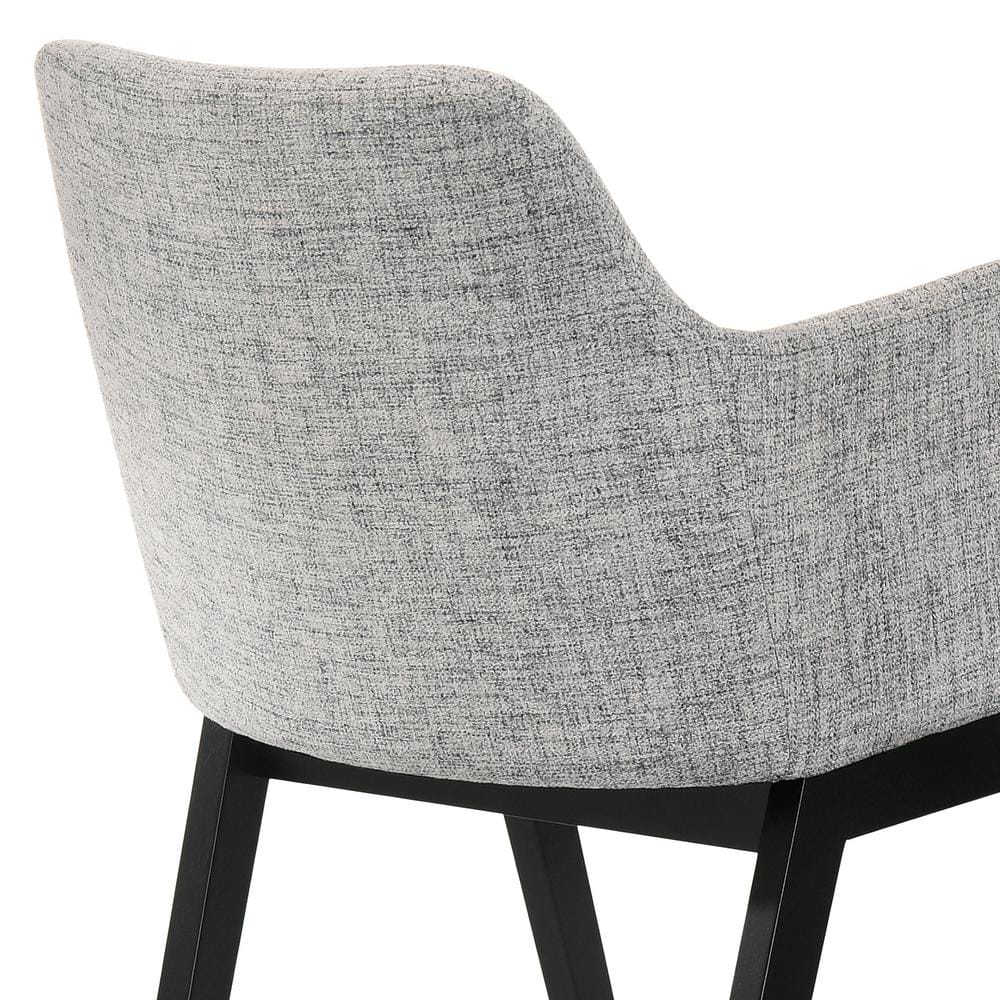 Set of 2 Gray Fabric and Black Wood Dining Chairs