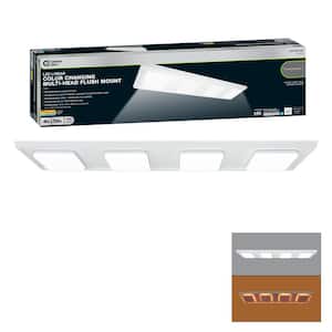 46 in. x 10 in. LED Flush Mount Ceiling Light with 4 Square Heads and Night Light Feature 4200 Lumens 3000K 4000K 5000K