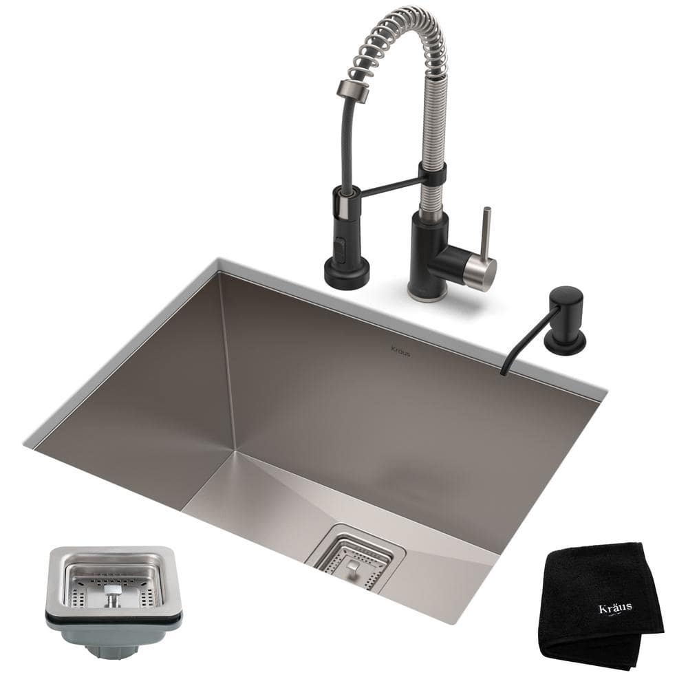 KRAUS Pax 24 in. Undermount Single Bowl Stainless Steel Kitchen