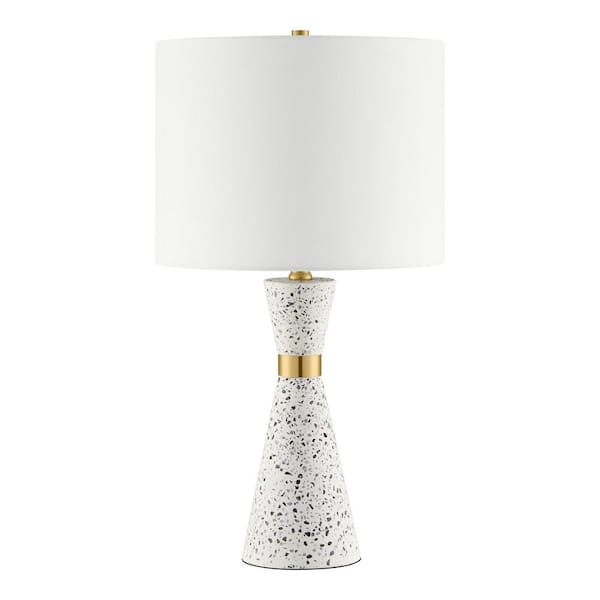 Sosebee 24 in. White Terrazzo/Brass Gold Terrazzo Hourglass Table Lamp