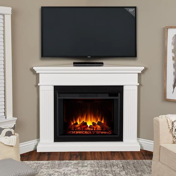 Kennedy Grand 56 in. Corner Electric Fireplace in Dark White