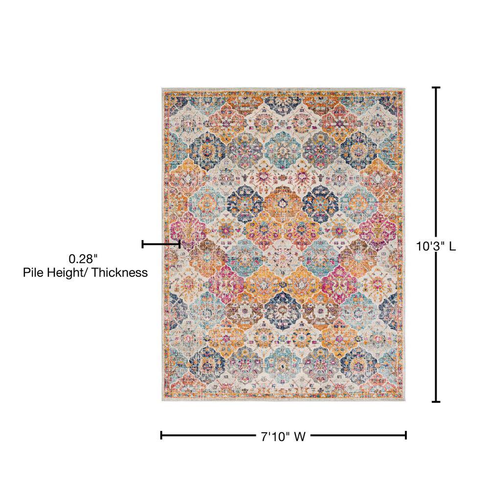 Bohemian Multicolor Floral Motif Rectangular Area Rug