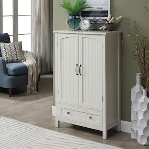 Farmhouse Easy White Storage Cabinet with Drawer