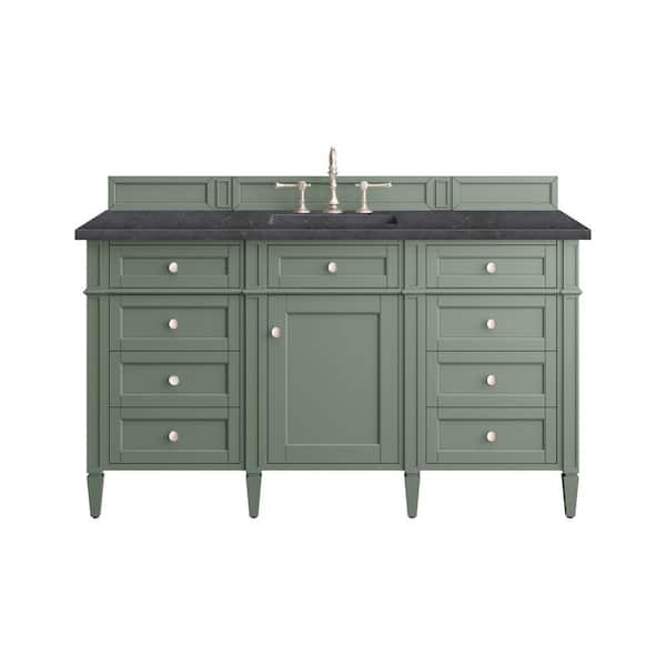 Brittany 60.0 in. W x 23.5 in. D x 33.8 in. H Bathroom Vanity in Smokey Celadon with Charcoal Soapstone Quartz Top