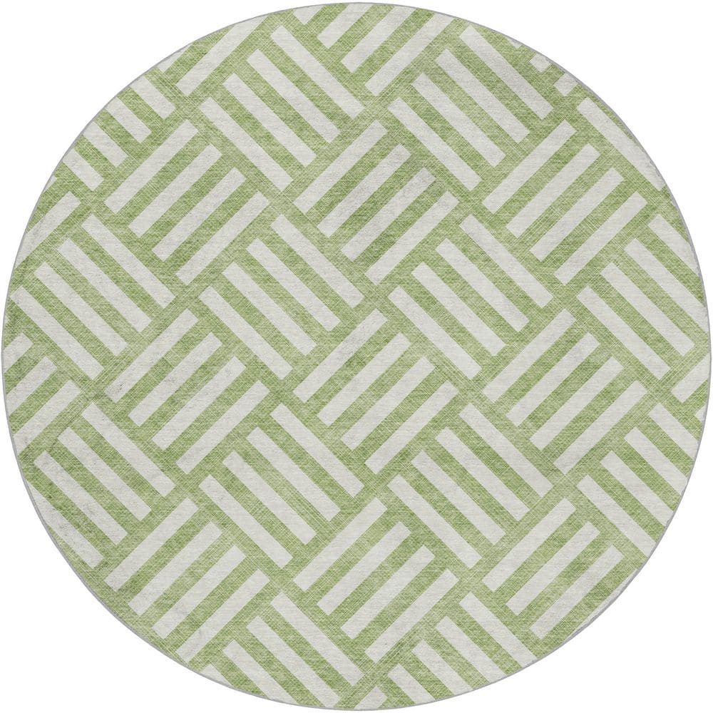 Dream Shag Premium Machine Washable Abstract ADS620 Aloe 8 ft. x 8 ft. Round Rug price history on PriceWatchPro