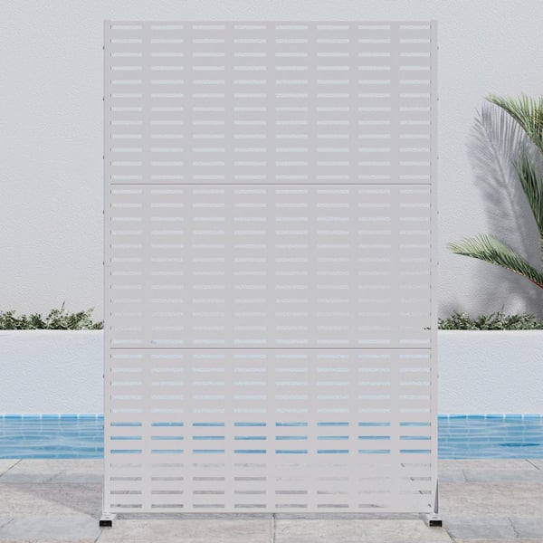 Lirago 72 in. x 47 in. Outdoor Metal Privacy Screen Garden Fence Wall Applique in White