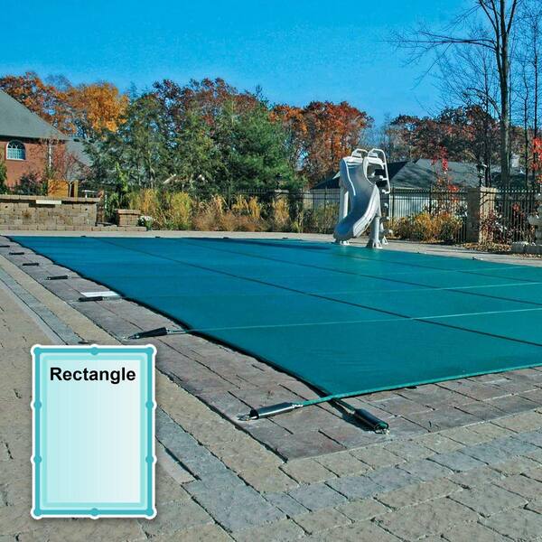 GLI Pool Products 15 ft. x 30 ft. Rectangle Green Mesh In-Ground Safety Pool Cover