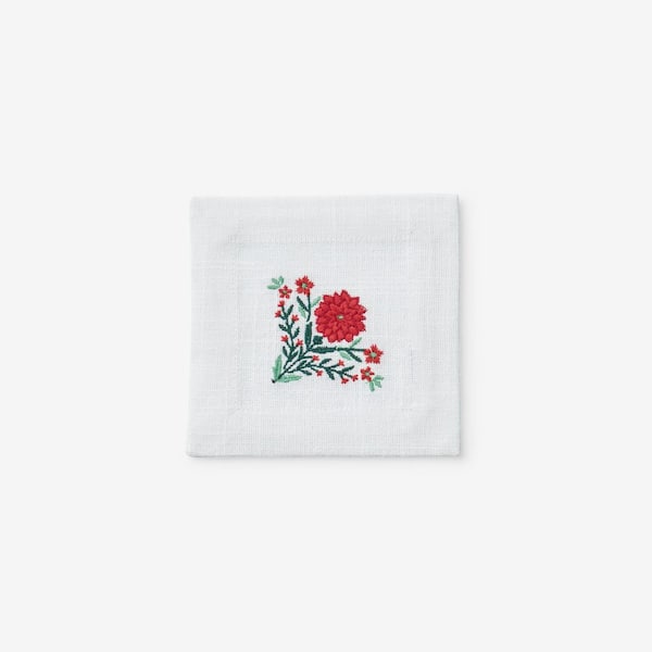 Company Cotton Embroidered Novelty 5 in. W x 5 in. H Red Cotton Napkins Set of 4