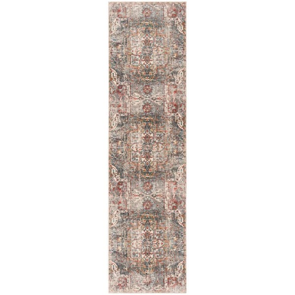 Vintage Persian 2 ft. x 5 ft. Charcoal/Olive Distressed Ornate Runner Rug
