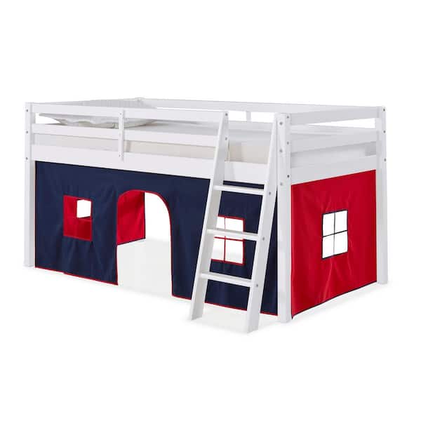 Alaterre Furniture Roxy White with Blue and Red Tent Twin Junior Loft
