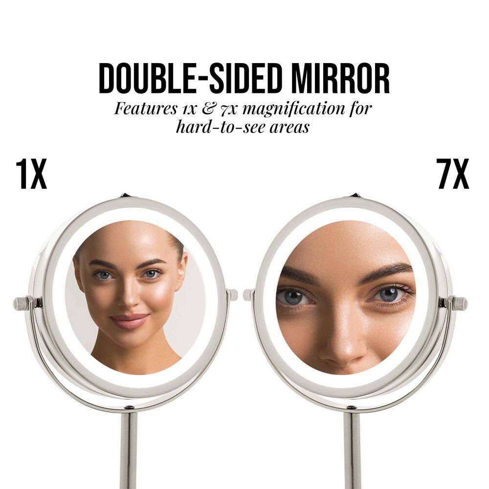 Elegant 6" Nickel Brushed Cordless Vanity Mirror with LED Light