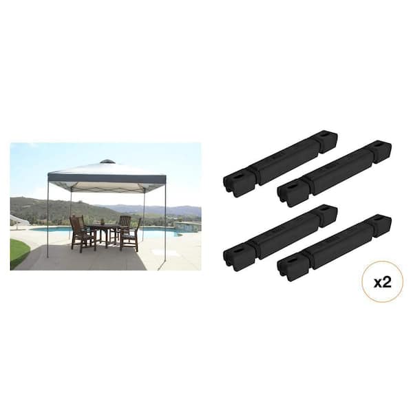 10 ft. x 10 ft. Grey Instant Canopy Pop Up Tent with 60 lbs. Ingot Canopy Weights Set