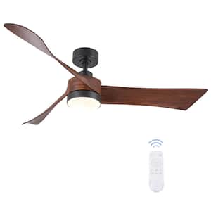 54 in. LED Indoor Wood Grain Mid-Century Modern Ceiling Fan with 6 Remote Controlled Speeds