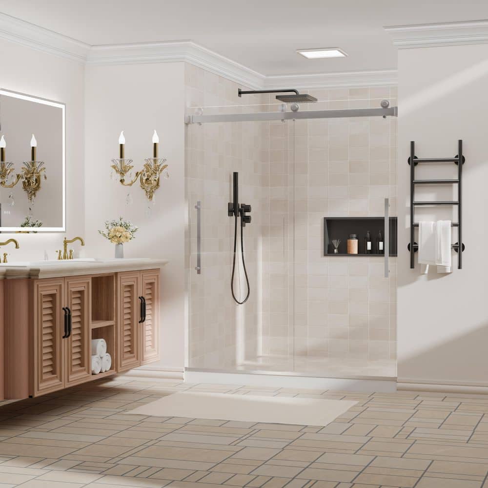 38 in.-42 in. W x 74 in. H Sliding Frameless Shower Door in Brushed Nickel Finish with Tempered Clear Glass price history on PriceWatchPro