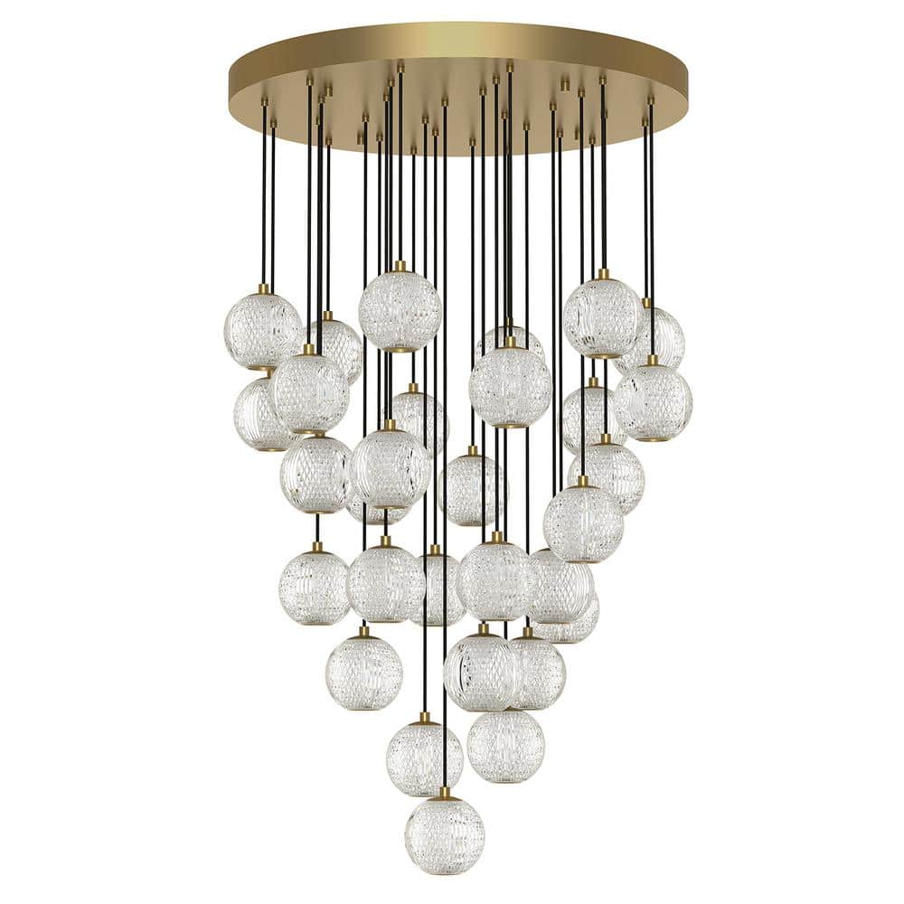 Marni 30 Head 1 Light 155-Watt Natural Brass Integrated LED Pendant Light